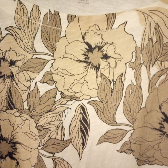 LOFT floral  print three quarter length sleeve white top large - Picture 4 of 9